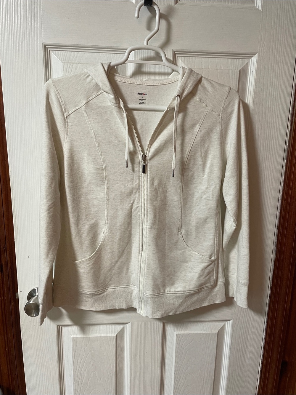 Style & Co. Light Cream Full-Zip Hoodie Jacket